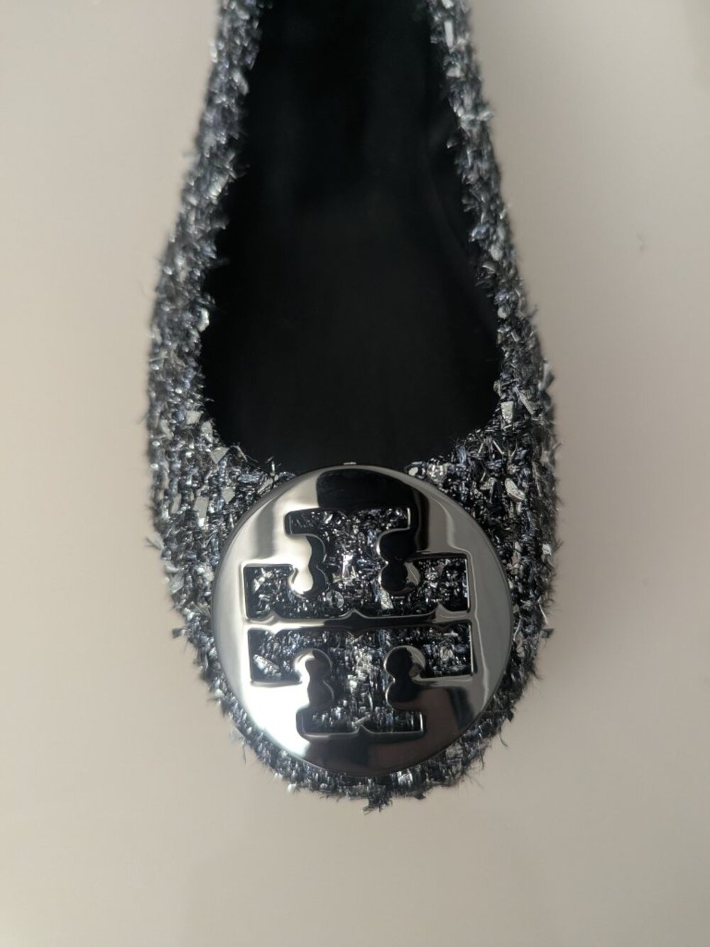 Tory Burch $348 LUREX SPARKLY BLINGY Minnie Ballet Travel Flats Tweed MANY SIZES - Picture 13 of 14